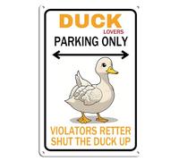 Targa in alluminio con scritta "Duck Lovers Parking", 30,5 x 40,6 cm, decorazione da parete, per interni ed esterni