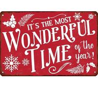 Targa in alluminio con scritta in lingua inglese "It's the most wonderful time of the year", decorazione natalizia vintage, poster per bar, bar, casa, decorazione da parete, targa decorativa per