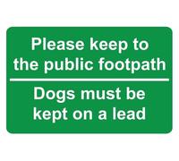 Targa in alluminio con scritta in lingua inglese "Please keep to the public footpath and dogs must be kept on a leader", 20,3 x 30,5 cm, decorazione da parete, per interni ed esterni