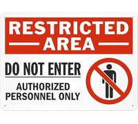 Targa in alluminio con scritta in lingua inglese "Restricted Area, Do Not Enter, Authorized Personnel Only", 30,5 x 40,6 cm, decorazione da parete, per interni ed esterni