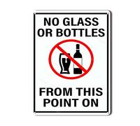 Targa in alluminio con scritta "No Glass Or Bottles From This Point On Safety Restriction Alert Attenzione Avviso Avviso Garage Bar Birra Cartello Decorazione Dormitorio 30,5 x 40,6 cm