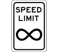 Targa in alluminio con scritta "Speed Limit Infinity New", 20,3 x 30,5 cm