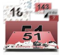 Targa in alluminio / polietilene, numero strada, decorativa, per casa, garage, porta e cassetta delle lettere, collezione gatto: 2 linee personalizzabili