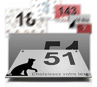 Targa in alluminio / polietilene, numero strada, decorativa, per casa, garage, porta e cassetta delle lettere, collezione gatto: 2 linee personalizzabili
