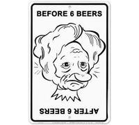 Targa in latta "Before/After 6 Beers", 19 x 30 cm