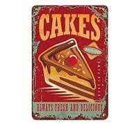 Targa in latta Cakesshop, torta al cioccolato dolce, fresca e deliziosa, vintage, in metallo, per bar, pub, negozi, decorazioni da parete, divertenti insegne retrò per uomini e donne, 8x12 pollici