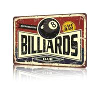 Targa in latta con biliardo per fan del biliardo, vintage, per uomini, decorazione per sala biliardo, discoteca, garage, sala da biliardo, decorazione da parete, 20,3 x 30,5 cm