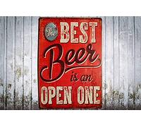 Targa in latta con birra, stile vintage, divertente, decorazione per la casa, in metallo, per bar, pub, 20 x 30 cm