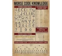 Targa in latta con la scritta "Conoscenza del codice Morse" - Targa in latta retrò con codice Morse - Decorazione murale per la casa, ideale per scuole, istruzione, soggiorno, cucina, bagno. Regalo p