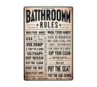 Targa in latta con regole del bagno, decorazione artistica da parete in stile vintage, divertente poster in metallo per la casa e i bagni pubblici, targa in latta originale anticata, 30,5 x 40,6 cm