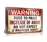 Targa in latta con scritta "Coffee Warning: No Warning Shots Due To High Ammo Prices". Targa in latta decorativa per garage, da uomo, vintage, 30 x 40 cm