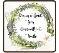 Targa in latta con scritta "Dream Without Fear Love Without Limits Fun" (lingua italiana non garantita), con scritta motivazionale, per casa, ufficio, caffetteria, bar, regalo di inaugurazione della