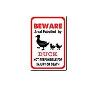 Targa in latta con scritta "Duck Sign Warning This property is protected by highly trained ducks Fun outdoor warning signs Vintage signage Home KitChen Bar Room Garage Cafe Decor Outdoor 20,3 x 30,5