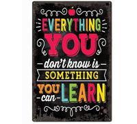 Targa in latta con scritta "Everything You Don't Know is Something You Can Learn" in latta con scritta "Growth Mindset" (lingua italiana non garantita) e scritta in lingua inglese "Everything You Don't Know is Something You Can Learn" (lingua italiana non garantita)