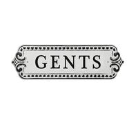 Targa in latta con scritta Gents da appendere o fissare a muro porta o legno