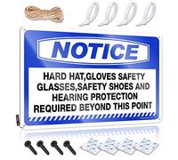 Targa in latta con scritta "Hot Beer", con scritta in inglese "Notice Hard Hats, Guanti", occhiali di sicurezza, cartello di sicurezza da parete per cucina, cartelli stradali divertenti (dimensioni