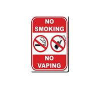 Targa in latta con scritta in inglese "No Smoking No Vaping Red Warning Sign Commercial bar Cafe Decoration Sign Creative Tin Sign Funny Novelty Metal Sign Vintage Wall Decor 20,3 x 30,5 cm