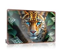 Targa in latta con scritta "Jaguar in the Jungle": un ritratto vivace con banconote da dollari, divertente cartello per esterni e campeggio (30 x 40 cm)