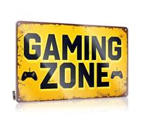 Targa in latta con scritta "Man Cave, Explore The Gaming Zone Today!", cartello in latta per camera da letto, divertente decorazione per camera da letto (20 x 30 cm)
