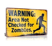 Targa in latta con scritta "Man Cave Signs and Decor Zombie-Free Zone: Stay Safe!", per camera da letto, porta, 20 x 30 cm