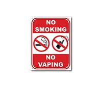 Targa in latta con scritta "No Smoking No Vaping Red Warning Sign Commercial bar Cafe Decoration Sign Vintage Metal Tin Sign Home Office Classroom Wall Art 30,5 x 40,6 cm