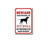 Targa in latta con scritta "Pit Bull avverte che la proprietà è custodita da un pitbull", divertente cartello di avvertimento per esterni, casa, cucina, bar, stanza, garage, caffetteria, decorazione