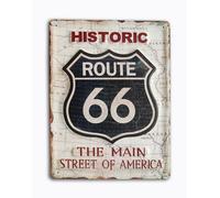Targa in latta con scritta Route 66 the main street of america 30 x 40 cm