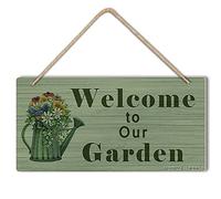 Targa in latta con scritta "Welcome to Our Garden", 12.5 x 25, stile vintage, decorazione per casa, cucina, bagno, fattoria, giardino, garage, citazioni motivazionali