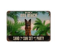 Targa in latta da 30,5 x 20,3 cm, con scritta "Welcome to Dog Beach", "Welcome to Dog Beach", per proprietari di cani, ideale come regalo per gli amanti dei cani, decorazione per la casa sulla