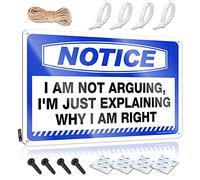 Targa in latta Decore Wall Art - Notice I Am Not Arguing, I'm Just Explaining Why I Am Right Regalo di Matrimonio Quadrata Decorazione in stile retrò per Western Bar (20 x 30 cm)