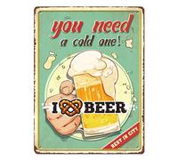 Targa in latta I love beer Da collezione vintage 40 cm x 30 cm A MURO