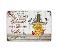 Targa in latta in stile ruggine, con scritta in lingua inglese "I can do all things", decorazione per la casa, giardino, cortile, uomo, grotta, garage, 30,5 x 20,3 cm