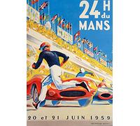 Targa in latta Le Mans, poster da corsa, affiche de france, Grand Prix, arte automobilistica, arte da parete di Parigi, poster Le Mans, 20 x 30 cm