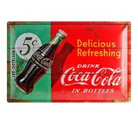 Targa in latta Nostalgic Art Coca-Cola Delicious Refreshing 40 x 60 cm Rara