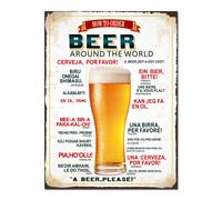 Targa in latta per bar pub da appendere con scritta BEER