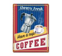 Targa in latta per bar pub da appendere con scritta COFFEE