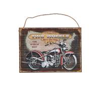 Targa in latta per bar pub da appendere con scritta TWO WHEELS stile vintage