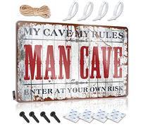 Targa in latta per uomo con scritta "Enter At Your Own Risk", decorazione in metallo per bar e cortile, decorazione per casa e bar (20 x 30 cm)