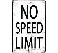 Targa in latta retrò con scritta in lingua inglese "No Speed Limit", per camera da letto, garage, camera da letto, stile vintage, decorazione artistica da parete, 20,3 x 30,5 cm
