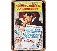 Targa in latta retrò NIGHT SONG Daybill Movie Poster 1948 Hoagy Carmichael Oberon RKO Classic Movie TV Poster Decor Wall Art Painting Poster Musical Bar Pub Cafe Wall Kitchen Bathroo Poster Karaoke