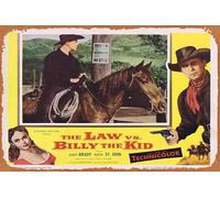 Targa in latta retrò "The Law vs Billy the Kid Original Lobby Card 3 Scott Brady Betta St. John William Castle", poster in metallo retrò vintage classico per film e televisione da parete