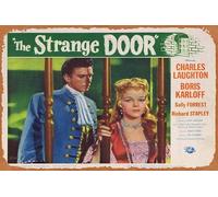 Targa in latta retrò THE STRANGE DOOR Original Lobby Card 3 Charles Laughton Boris Karloff horror Movie Poster in metallo retrò vintage classico film e televisione poster bar club film arte da parete