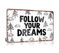 Targa in latta Room Stuff Work Large Accessories Follow Your Dreams. - Arte facile da appendere (20 x 30 cm)