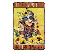 Targa in latta vintage con girasole divertente cartello in un mondo pieno di rose Be A Sunflower targa di latta decorazione per esterni patio giardinaggio 30 x 43 cm