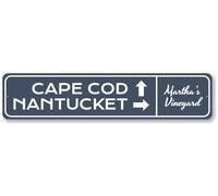 Targa in latta vintage con scritta "Cape Cod Nantucket Martha's Vineyard", per camera da letto, cucina, giardino, esterno, parete, casa, bar, hotel, decorazione da parete, 10 x 40 cm