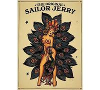 Targa in latta vintage con scritta "Sailor Jerry Tattoo Girl and A Pavone", decorazione da parete per cucina, giardino, ristorante, fattoria, bagno, zoo, grotta, fattoria, decorazione da parete, 20,3
