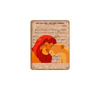 Targa in latta vintage da cucina, decorazione da parete, motivo: Re leone, Simba Nala, Can You Feel The Love Tonight, spartito musicale, divertente, decorazione per bar, 20 x 30 cm