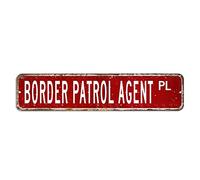 Targa in latta vintage rustica chic con scritta "Border Patrol Agent", facile da montare, per uso interno o esterno, per ufficio, negozio, veranda, decorazione da parete, 10,2 x 45,7 cm
