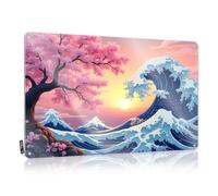 Targa in latta Western pronta da appendere, collezione Cherry Blossoms and Waves At Sunset per ingresso (30 x 40 cm)