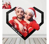 Targa in legno 3D personalizzata in stile cartone animato, con caricatura personalizzata, regalo per matrimonio, famiglia, anniversario, Natale, compleanno, coppia, decorazione artistica da parete